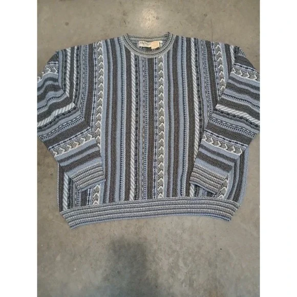 Vintage Norm Thompson Italy Mens Large Knit Cosby Coogi Style Crewneck Sweater - Picture 1 of 7